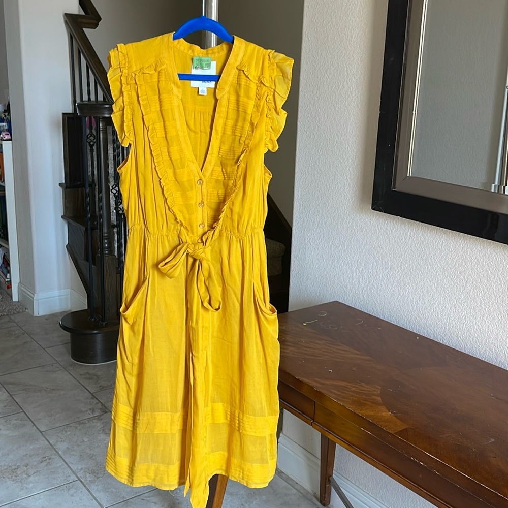 Anthropologie Women's Odille Ruffle Front Dress  size 0 EUC